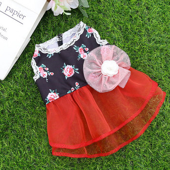 Καλοκαιρινά ρούχα για σκύλους κατοικίδιων ζώων Floral φόρεμα για σκύλους Μικρά ρούχα για κουτάβι Φόρεμα αναπνέει Cupcake Φούστα για κατοικίδια Γιλέκο Chihuahua Teddy Wedding