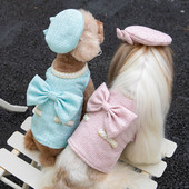 Zimné teplé oblečenie pre domáce zvieratá, sukňa v tvare A, vianočný sladký kabát pre domáce zvieratá, plyšové šaty, obleky, elegantné šaty pre mačky a psa s klobúkom, oblečenie pre plyšové mačky