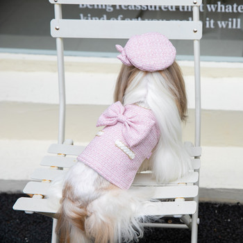 Χειμωνιάτικα ζεστά ρούχα για κατοικίδια Φούστα σε γραμμή Χριστουγέννων Γλυκό παλτό για κατοικίδια, βελούδινο φόρεμα Κοστούμια Χαριτωμένο φόρεμα για σκύλους γάτας με καπέλο Ρούχα για Teddy Cat