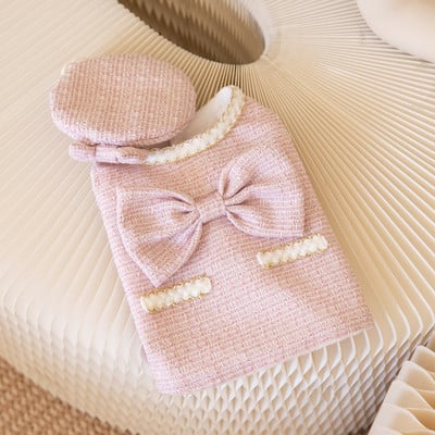 Zimné teplé oblečenie pre domáce zvieratá, sukňa v tvare A, vianočný sladký kabát pre domáce zvieratá, plyšové šaty, obleky, elegantné šaty pre mačky a psa s klobúkom, oblečenie pre plyšové mačky