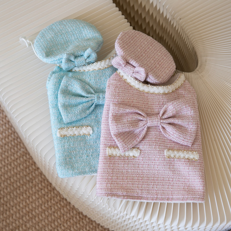 Zimné teplé oblečenie pre domáce zvieratá, sukňa v tvare A, vianočný sladký kabát pre domáce zvieratá, plyšové šaty, obleky, elegantné šaty pre mačky a psa s klobúkom, oblečenie pre plyšové mačky