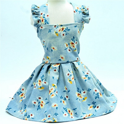 S-2XL Pet Dog Cat Denim Daisy Sling Skirt Prozračna odjeća za pse s cvjetnim printom Ljetna suknja za Teddy Pug Pet Apparels