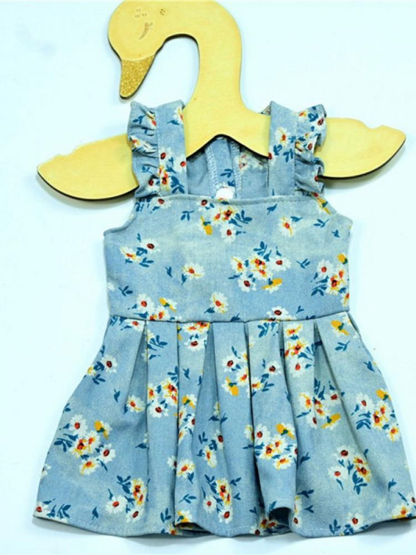 S-2XL Pet Dog Cat Denim Daisy Sling Skirt Prozračna odjeća za pse s cvjetnim printom Ljetna suknja za Teddy Pug Pet Apparels