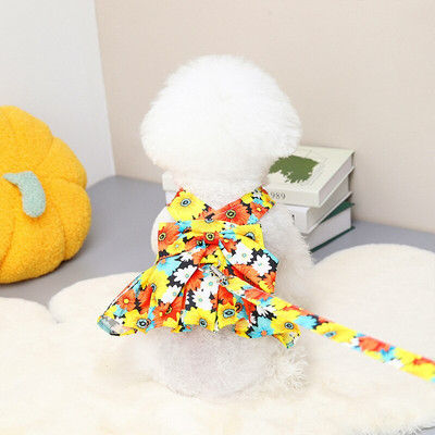 Odjeća za pse za male pse 2022. Proljeće Ljeto Princess Dress Odjeća Kućni ljubimac Puppy Fashion Bichon Teddy Kostim Uključuje povodac za pse