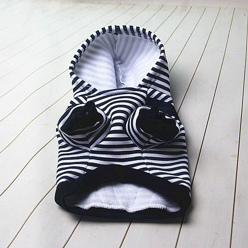 Módne pruhované oblečenie pre psov pre psov, kabát s kapucňou, mikina, zimné oblečenie pre psov, kreslené zvieratá, oblečenie pre zimné psov