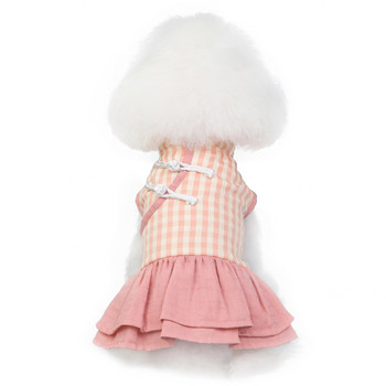 Νέα φούστα Dog Cheongsam καρό Doggie Pupply Clothing Festival Ένδυση Princess Girl Ρούχα για μικρό σκύλο XS SML XL