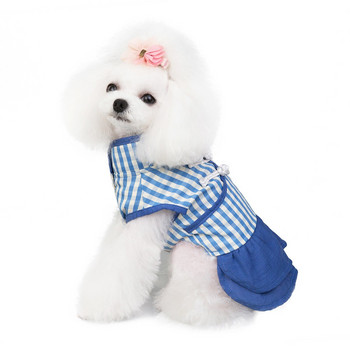 New Dog Cheongsam Skirt Plaid Doggie Pupply Clothing Festival Apparel Princess Girl Clothes For Small Dog XS SML XL