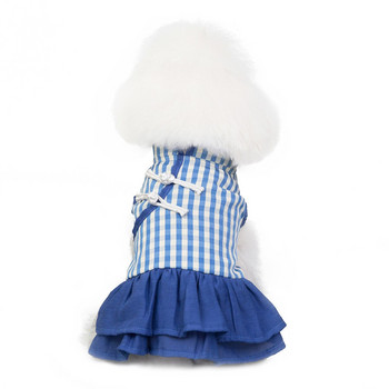 New Dog Cheongsam Skirt Plaid Doggie Pupply Clothing Festival Apparel Princess Girl Clothes For Small Dog XS SML XL