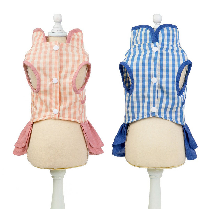Uus Koer Cheongsam Seelik Ruuduline Doggie Pupply Clothing Festival Rõivad Printsessi Tüdrukute Riided Väikesele Koertele XS SML XL