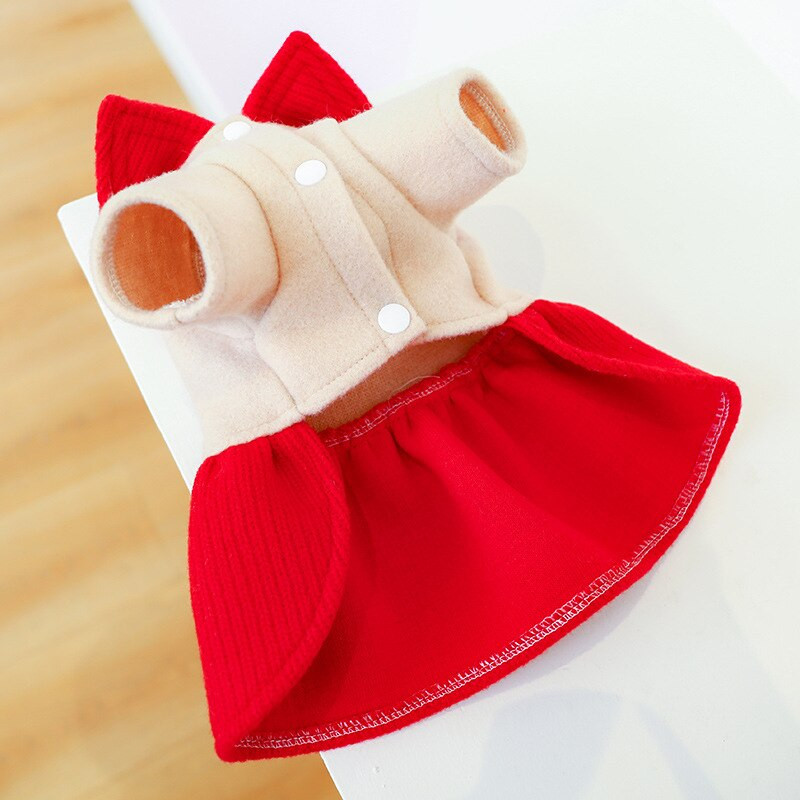 Sügis-/talvised lemmikloomariided koeramantlile Villane printsess Red Bow Üliõpilasseelik lemmikloomadele Kleit Kassiprintsessi riided