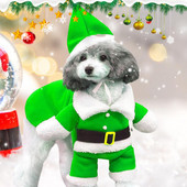 1 бр./1 комплект облекло за домашни кучета Супер меки коледни дрехи за домашни любимци Руно Смешно домашно куче Дядо Коледа Рокля за косплей Костюм Реквизит Стоки за домашни любимци