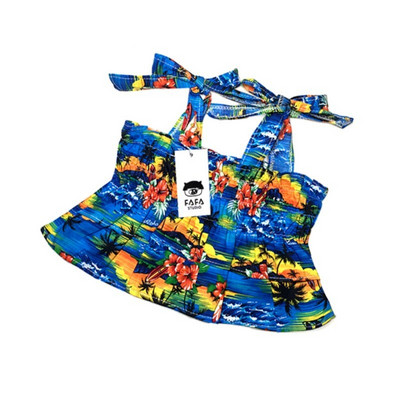 Продукти за домашни любимци Аксесоари Френско куче бик Мопс Летни хавайски модни рокли