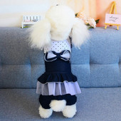 Sukňa pre domáce zvieratá, sukne pre psov, okrúhly výstrih, volánikový lem, mašľa, bavlna, príjemné na pokožku, krásne šaty pre psov na párty