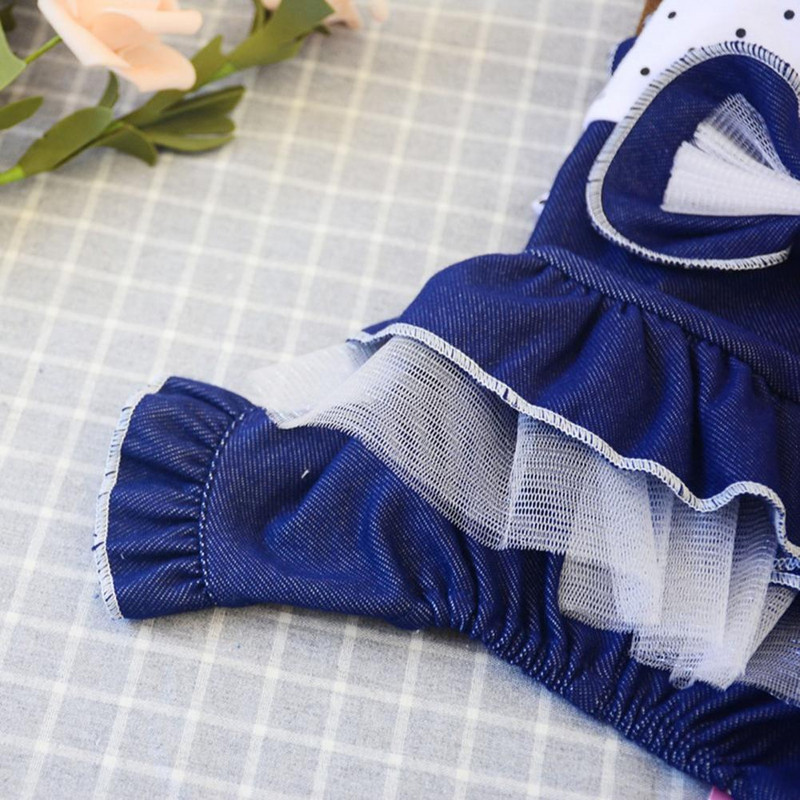 Sukňa pre domáce zvieratá, sukne pre psov, okrúhly výstrih, volánikový lem, mašľa, bavlna, príjemné na pokožku, krásne šaty pre psov na párty