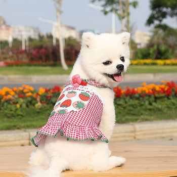 Домашно кученце Котешка пола Пролетна и лятна рокля за кучета Розово карирано Дрехи за домашни любимци Дишащи дрехи с два крака Прашка за домашни кучета XS-XL
