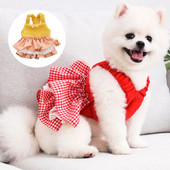 Šaty pre psa/mačku s volánikovým lemom, obojnohé, priedušná sukňa pre psa s mašľou, šaty pre domáce zvieratá na letnú párty 2021