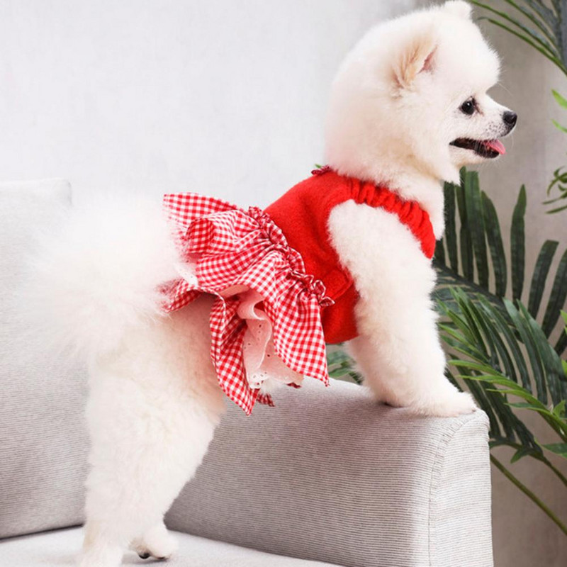 Šaty pre psa/mačku s volánikovým lemom, obojnohé, priedušná sukňa pre psa s mašľou, šaty pre domáce zvieratá na letnú párty 2021