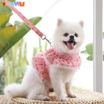 Λουρί σκύλου αναπνεύσιμο στερεοφωνικό ροζ λουλούδι λουρί για κατοικίδια γάτα Σετ λουριών για κουτάβι γιλέκο λουριά λουριά για σκύλους λουρί για κατοικίδια Φορέματα