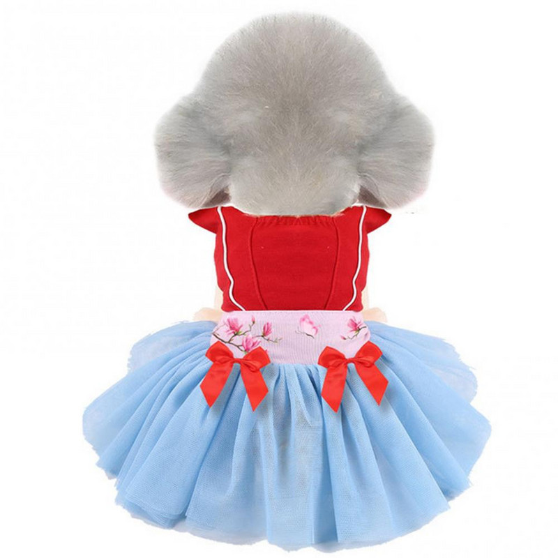 Kačių šunų suknelė su dviem kojomis pavasario vasaros mados kinų stiliaus medvilniniai drabužiai gyvūnams