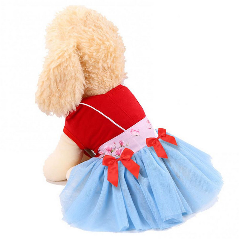 Kačių šunų suknelė su dviem kojomis pavasario vasaros mados kinų stiliaus medvilniniai drabužiai gyvūnams