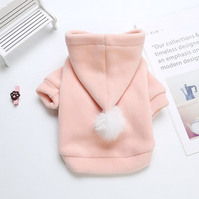 Animalele de companie, stilul de toamnă și iarnă, plus catifea îngroșată, au un design simplu, pulover cu glugă de pluș pentru ca animalele de companie mici să poarte