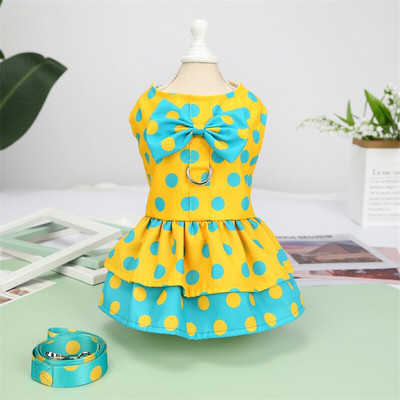 Καλοκαιρινά ρούχα για σκύλους για κατοικίδια Γλυκιά φούστα πριγκίπισσας για μικρό μεσαίο σκύλο Φόρεμα πριγκίπισσας Pomeranian με λουρί Γιορκ για σκύλους