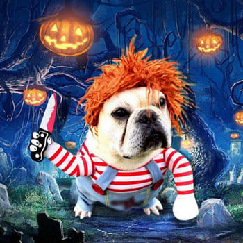 Pet Dog Halloween Ρούχα Σκυλιά που κρατούν ένα μαχαίρι Αποκριάτικη Χριστουγεννιάτικη στολή Αστεία Pet Cat Party Cosplay Ένδυση υφασμάτινα αξεσουάρ