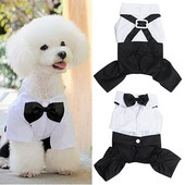 Härrasmeeste koerariided pulmakostüüm, pidulik särk väikestele koertele, kikilips, smoking, lemmikloomakomplekt Halloweeni jõulukostüüm kassidele