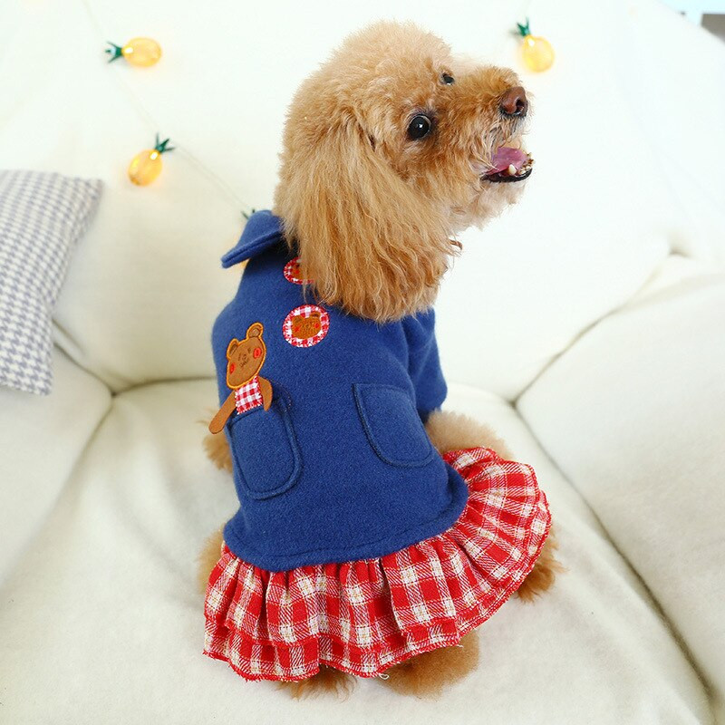 Oblečenie pre domáce zvieratá, psy a mačky, nové oblečenie pre medvedíkov, ktoré udrží teplo na jeseň a zimu, vlnená sukňa s karamelovým macchiato, malé a stredné oblečenie pre domáce zvieratá.