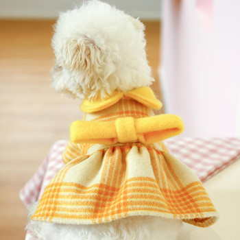Кученце Пола Дизайн с панделка Ежедневен пуловер Котка Куче Зимна топла рокля за есен Сватбени рокли Йорк Дрехи Рокля за домашни любимци