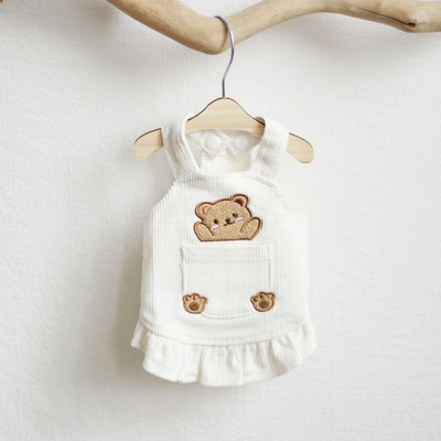 Fusta cu bretele pentru urs haine pentru pisici de companie toamna primăvară mâneci zburătoare din velur cu spate rochie minunată prințesă cu bretele câini mici fete