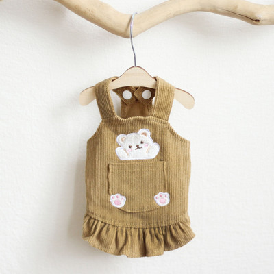 Fusta cu bretele pentru urs haine pentru pisici de companie toamna primăvară mâneci zburătoare din velur cu spate rochie minunată prințesă cu bretele câini mici fete