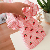 UUS Suvised koeraseelikud Printsess roosa kirss kleit koertele riided pehmed lendavad seelikud