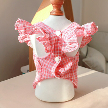 ΝΕΑ καλοκαιρινές φούστες για σκύλους Princess Pink Cherry φόρεμα για σκύλους Μαλακά ιπτάμενα ροδάκια
