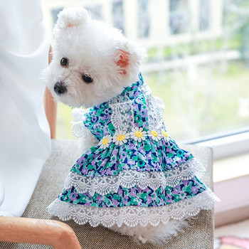 Άνοιξη και καλοκαίρι Νέα ρούχα για σκύλους για γάτες Teddy Bear Μικρά και μεσαία ρούχα για σκύλους Floral Princess Lace φούστα