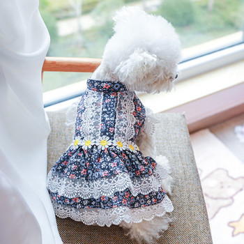 Άνοιξη και καλοκαίρι Νέα ρούχα για σκύλους για γάτες Teddy Bear Μικρά και μεσαία ρούχα για σκύλους Floral Princess Lace φούστα