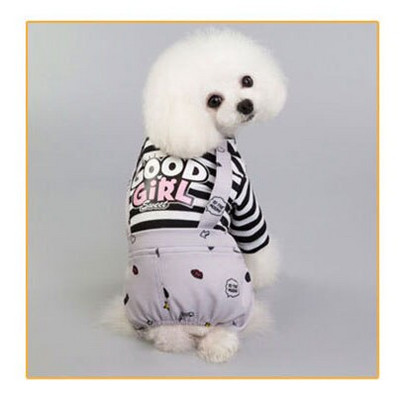 Salopetă cu dungi pentru animale de companie, câine, cățeluș, haine cu patru picioare, fată bună/băiat, cu litere, hanorac, salopete, haine pentru câine mic, pisică