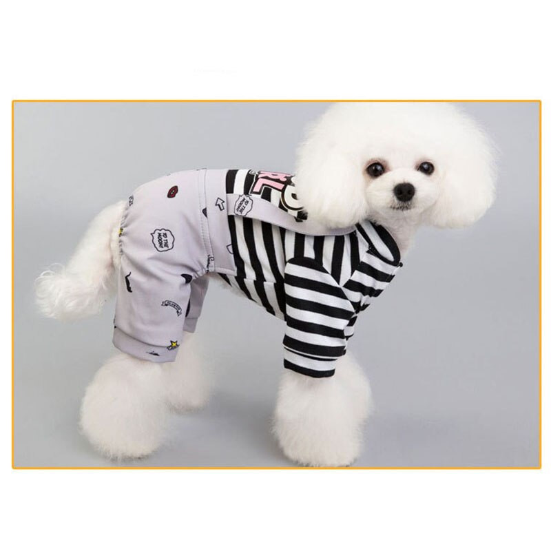 Salopetă cu dungi pentru animale de companie, câine, cățeluș, haine cu patru picioare, fată bună/băiat, cu litere, hanorac, salopete, haine pentru câine mic, pisică