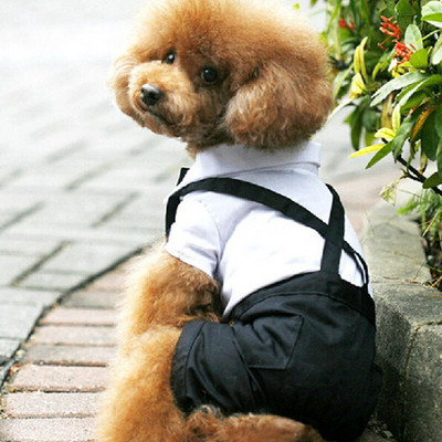 Pet Dog Cat Clothes Prince Tuxedo Bow Tie Suit Chihuahua Coat Handsome Fashion Pets Dog Suit Wedding Dress Jumpsuit Coat
