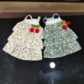 Oblečenie pre domáce zvieratá, šteňa, letná sukňa, módne kvetinové traky, malý pes, roztomilé čerešňové šaty, mačka, priedušná vesta, Yorkshirský buldog