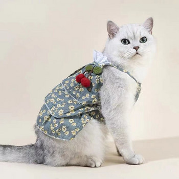 Ρούχα για κατοικίδια Κουτάβι Καλοκαιρινή φούστα μόδα Ζαρτιέρες λουλούδι Μικρό σκυλί Χαριτωμένο κεράσι φόρεμα γάτα αναπνεύσιμο γιλέκο Γιορκσάιρ μπουλντόγκ