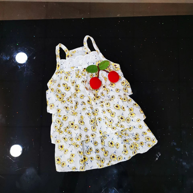 Oblečenie pre domáce zvieratá, šteňa, letná sukňa, módne kvetinové traky, malý pes, roztomilé čerešňové šaty, mačka, priedušná vesta, Yorkshirský buldog