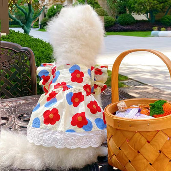 Καλοκαιρινή φούστα για κατοικίδια Βαμβακερή φούστα με φλοράλ ζαρτιέρες Μικρή φούστα για σκύλους πριγκίπισσα Chihuahua Yorkshire μπουλντόγκ κανίς γάτα Φθινοπωρινά ρούχα