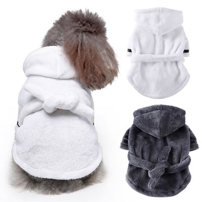 Polyester Small Dogs Sleeping Clothing Adjustable Belt Sleeved Kitten Nightdress Soft Keep Warm Lightweight Homewear Pet Clothes