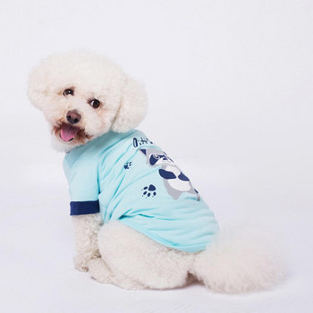 Καλοκαιρινό κατοικίδιο σκυλί για γάτα Ρούχα κινουμένων σχεδίων Racoon print μπροστινά πόδια Μαλακό μπλουζάκι πάνω γιλέκο