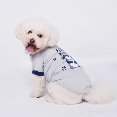 Καλοκαιρινό κατοικίδιο σκυλί για γάτα Ρούχα κινουμένων σχεδίων Racoon print μπροστινά πόδια Μαλακό μπλουζάκι πάνω γιλέκο
