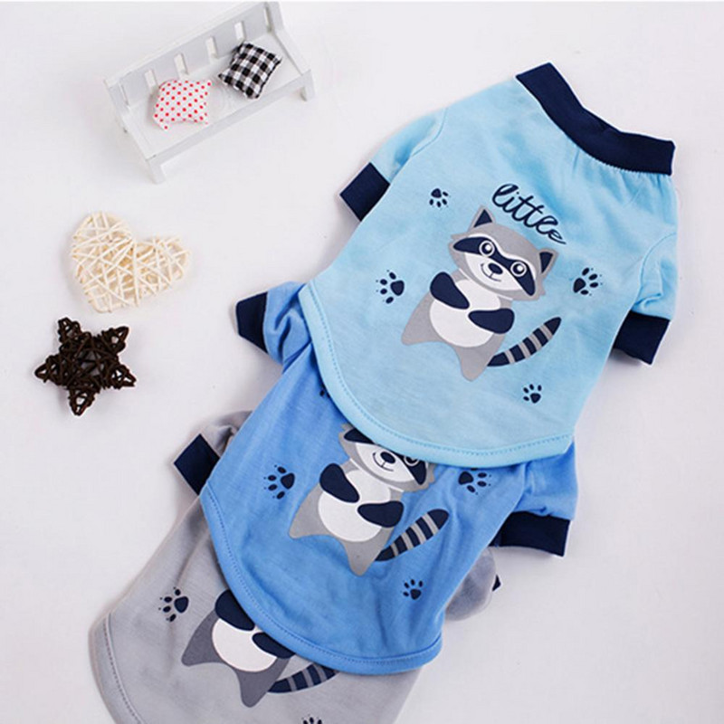 Vasaros naminio šuns katės apranga animacinių filmų usūrinio rašto priekinių kojų minkšti marškinėliai viršutinė liemenė