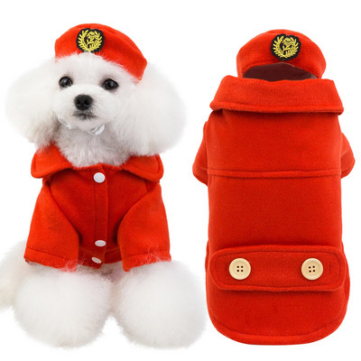 Oblečenie pre domáce zvieratá, jeseň/zima, teplé oblečenie pre psy a mačky, sada, módny roztomilý cosplay kabát pre letušky a stevardov, pre šteniatka a mačiatka, oblečenie pre domáce zvieratá