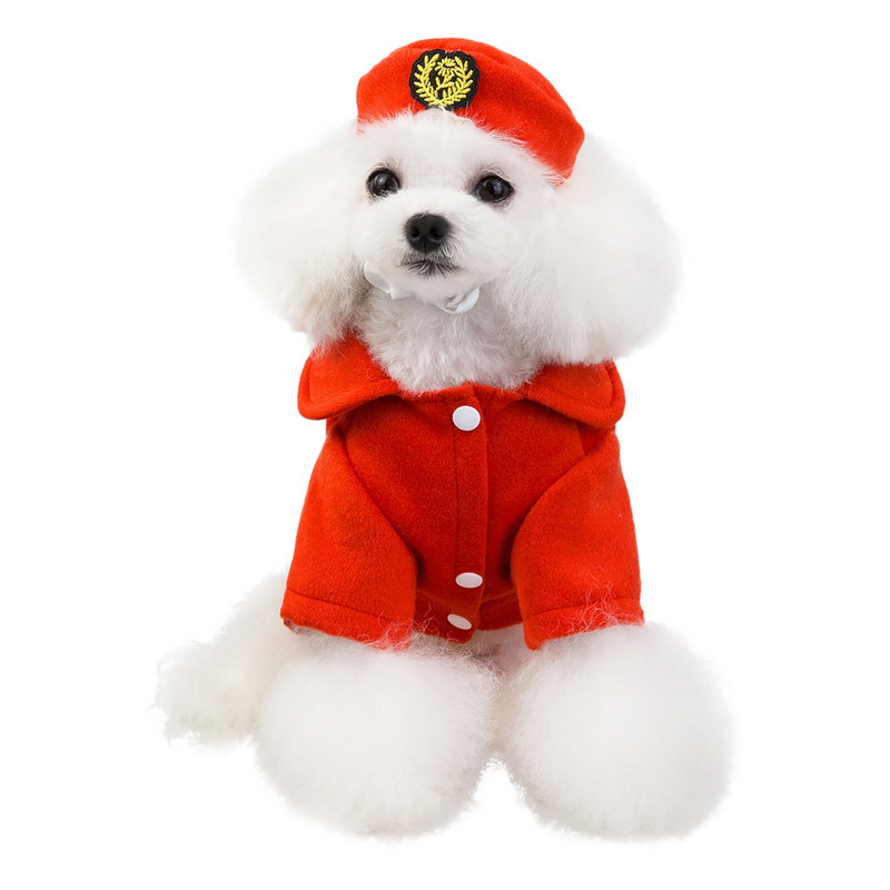 Oblečenie pre domáce zvieratá, jeseň/zima, teplé oblečenie pre psy a mačky, sada, módny roztomilý cosplay kabát pre letušky a stevardov, pre šteniatka a mačiatka, oblečenie pre domáce zvieratá