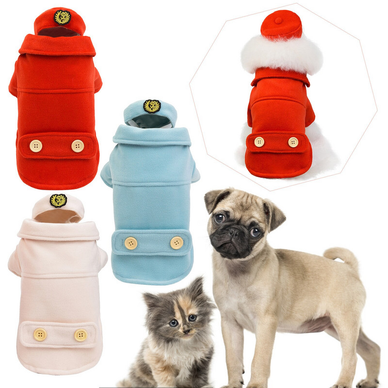 Oblečenie pre domáce zvieratá, jeseň/zima, teplé oblečenie pre psy a mačky, sada, módny roztomilý cosplay kabát pre letušky a stevardov, pre šteniatka a mačiatka, oblečenie pre domáce zvieratá